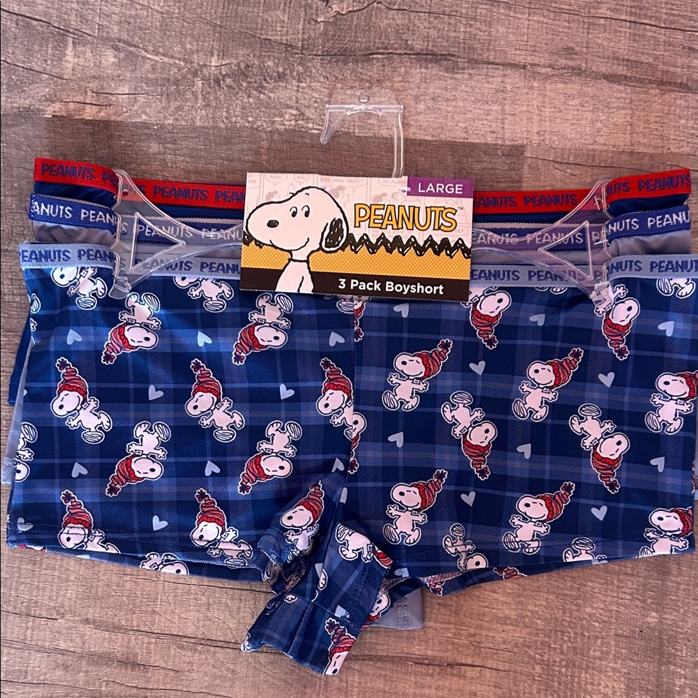 Peanuts Snoopy Blue Boyshorts 3-Pack NWT